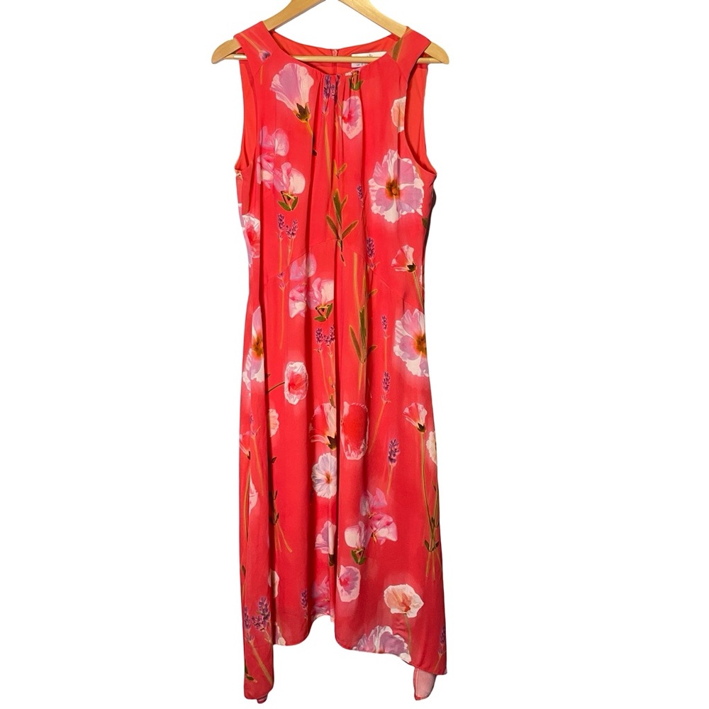 Wallis UK Floral Sleeveless Red Dress, Size US 6
